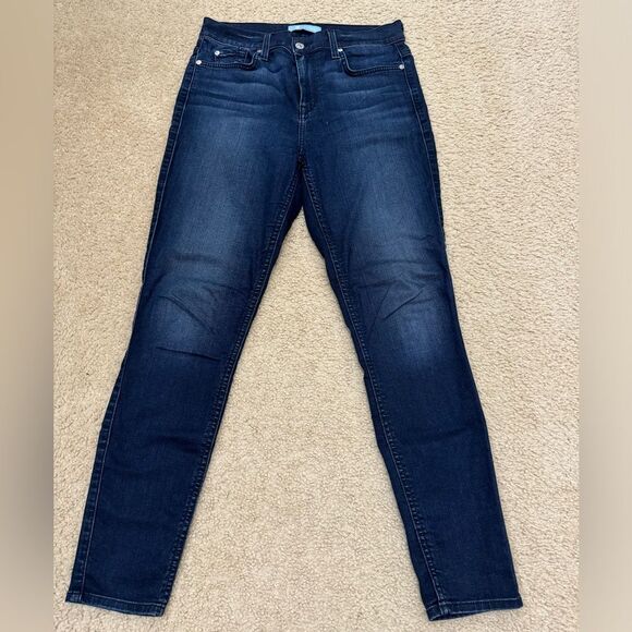 7 For All Mankind Slim High Rise Ankle Length Medium Blue Wash Jeans Sz 29 EUC - Picture 1 of 12